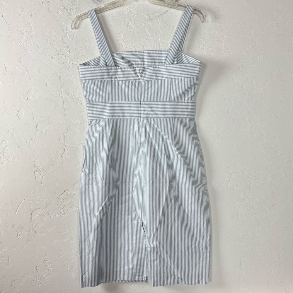 J Crew Dress Pinstripe Print Nautical Blue White Lined Cotton Knit Classic Retro - Picture 2 of 11